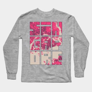 Singapore City Map Typography - Blossom Long Sleeve T-Shirt